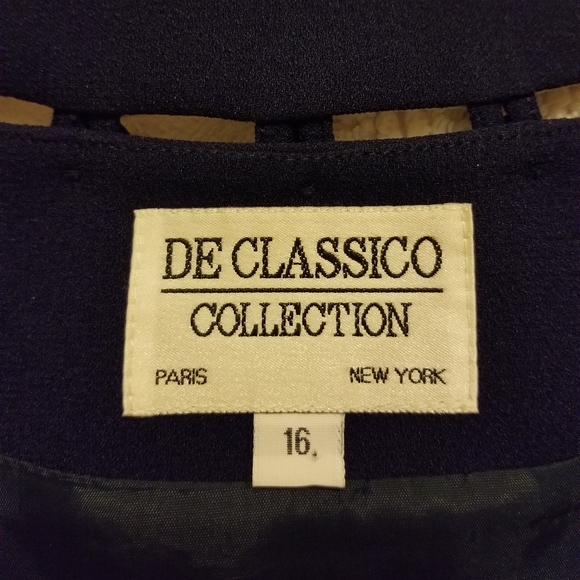 Skirt Suit De Classico Collection Navy Blue Coat Jacket Skirt Suit size 14 16 - Picture 10 of 11